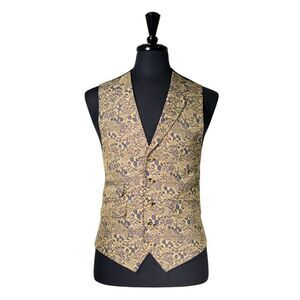 Men's Gold Floral Pattern Waistcoat Vest